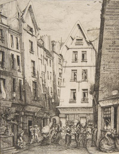 巴黎Rue Pirouette aux Halles，在Laurence之后，1860年。 作者 查尔斯·梅里昂