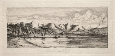 塞纳河在班克斯半岛阿卡罗阿的木炭燃烧点捕鱼，1845年，1863年。 作者 查尔斯·梅里昂