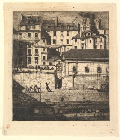 停尸房，巴黎拉莫格，1854年。 作者 查尔斯·梅里昂