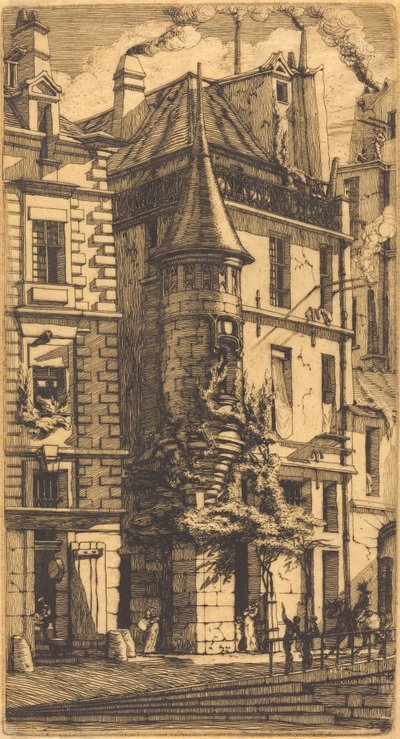 Tourelle de la Rue de la Tixéranderie，巴黎（巴黎织工街带炮塔的房子） 作者 查尔斯·梅里昂