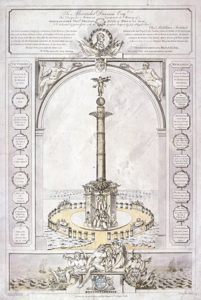 纳尔逊海军上将纪念碑的设计，柱形，1806年 作者 查尔斯·米德尔顿