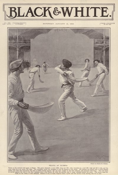 正在伦敦奥林匹亚进行的巴斯克运动--佩洛塔（litho）。 作者 查尔斯·米尔斯（之后）谢尔登