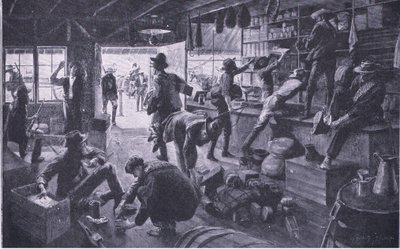 布尔人抢劫格兰奇河的一家商店，比勒陀利亚后的插图：游击队战争，1902年 作者 查尔斯·米尔斯·谢尔顿