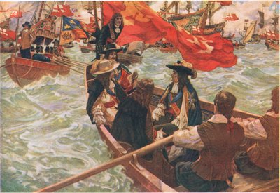 查理二世回家》，选自韦弗利图书有限公司出版的《卡塞尔斯英国人史》，约 1940 年（彩色石印版） 作者 查尔斯·默里·帕迪
