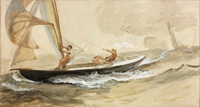 赛车游艇的研究（车身颜色和纸上水彩） 作者 查尔斯·纳皮尔·海米