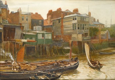 1896年在Blackwall的冷港泰晤士河（纸上写着） 作者 Charles Napier Hemy