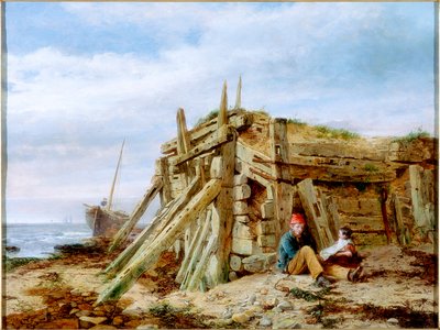 在防波堤下，c.1863 作者 查尔斯·纳皮尔·海米