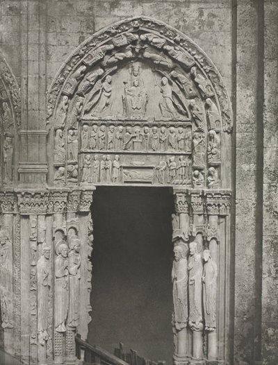 沙特尔大教堂：皇家门户的右门和沙特尔圣母，1857年。 作者 查尔斯·内格雷