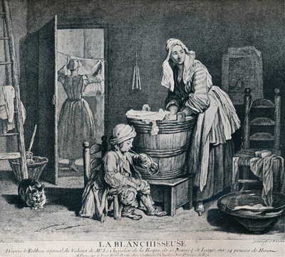 La Blanchisseuse，18世纪，1916年 作者 查尔斯·尼古拉斯·科钦