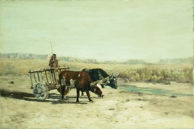 新墨西哥州的牛车（布面油画） 作者 查尔斯·帕特里奇·亚当斯