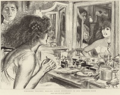 莎拉伯恩哈特夫人在她的更衣室（石版画） 作者 查尔斯·保罗（后）雷诺阿德