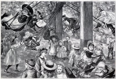 伦敦巴特西公园的露天儿童体育馆--1898年--由保罗-勒努瓦根据生活绘制 作者 查尔斯·保罗·雷诺德