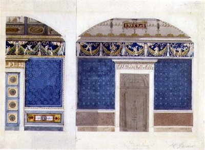 帝国宫殿内部设计，约1810年（纸上水彩和水粉画） 作者 查尔斯·珀西耶