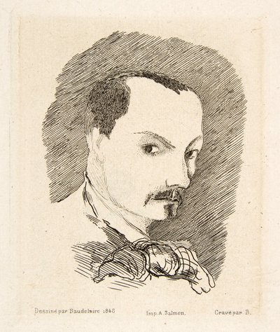 查尔斯-波德莱尔的自画像，出版。1869年（蚀刻画 作者 查尔斯-皮埃尔·波德莱尔