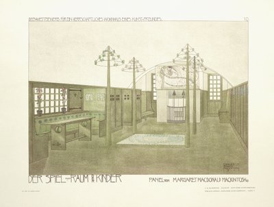 托儿所，c.1901年（彩色版画） 作者 查尔斯·雷尼（后）麦金托什