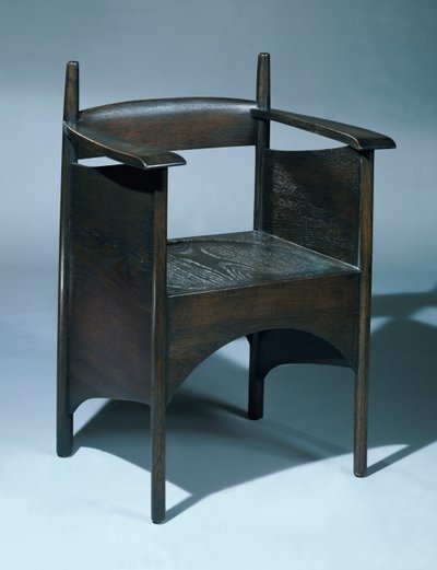 专为格拉斯哥亚皆老街茶室设计的扶手椅，1896年 作者 查尔斯·雷尼·麦金托什