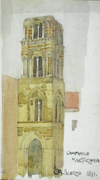 Campanile Martorama，巴勒莫，1891年（铅笔和水彩） 作者 查尔斯·雷尼·麦金托什