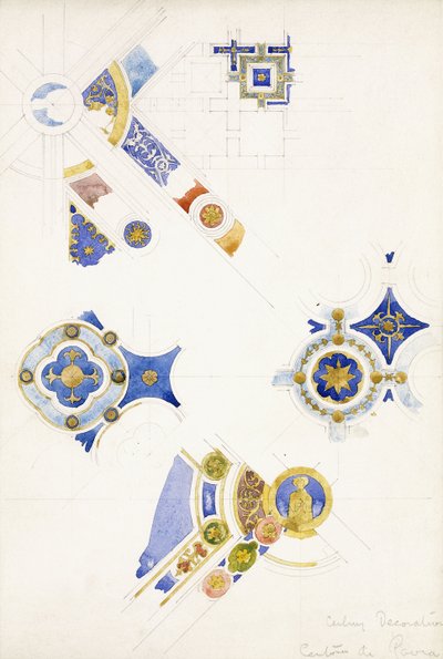 Certosa di Pavia，天花板装饰研究，1891年 作者 查尔斯·雷尼·麦金托什
