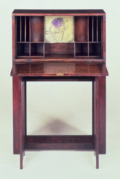 Houshill蓝色卧室书桌，1904年（开放，关闭时见45594） 作者 查尔斯·雷尼·麦金托什