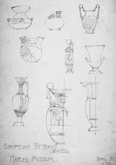 埃及陶器，那不勒斯博物馆，1891年 作者 查尔斯·雷尼·麦金托什