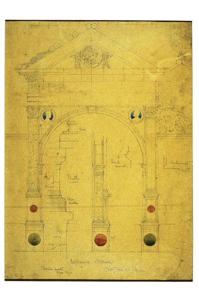 入口门户，Certosa di Pavia，1891年（铅笔和水彩在纸上） 作者 查尔斯·雷尼·麦金托什