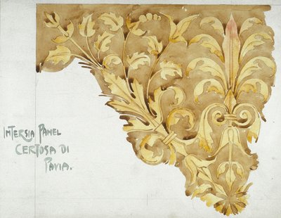 Intarsia Panel，Certosa di Pavia，1891年（纸上铅笔和水彩） 作者 查尔斯·雷尼·麦金托什