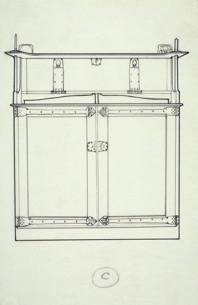 家具（橱柜）线条图，c.1910（纸上油墨） 作者 查尔斯·雷尼·麦金托什