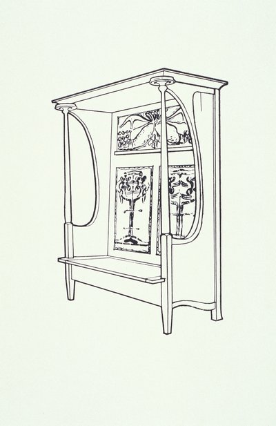 家具（橱柜）线条图，c.1910（纸上墨水） 作者 查尔斯·雷尼·麦金托什