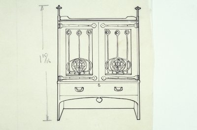 家具线条图（梳妆台），c.1910（纸上墨水） 作者 查尔斯·雷尼·麦金托什
