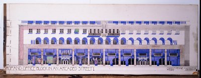 以前未记录的商店和拱廊街建筑图，摄于1915年 作者 查尔斯·雷尼·麦金托什