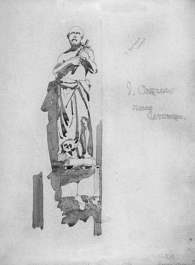 圣杰罗姆，1891年（铅笔和水彩在纸上） 作者 查尔斯·雷尼·麦金托什
