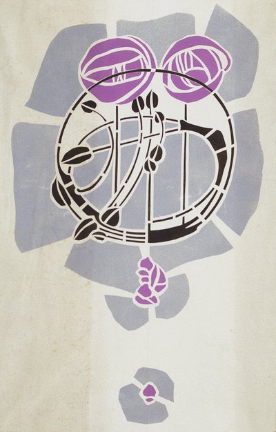 现代复制从原始麦金托什模具墙壁装饰，玫瑰图案，1902年（墨盒纸上的海报颜色） 作者 查尔斯·雷尼·麦金托什