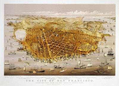 旧金山市，酒吧。 1878年（彩色石版画） 作者 查尔斯·理查德·帕森斯