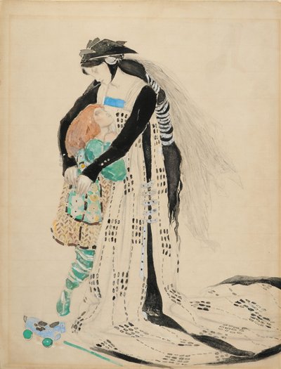 1912年Tintagiles之死的服装设计（纸上写着） 作者 查尔斯·里基茨
