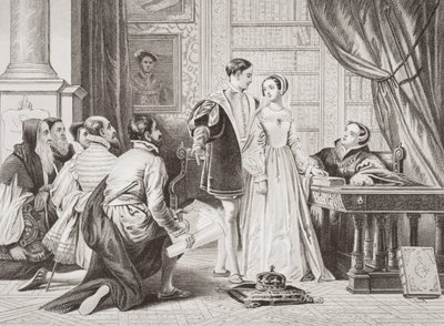 1553年7月8日，Sion House从“英国和苏格兰历史插图”第一卷中不再接受王冠 作者 查尔斯·罗伯特·莱斯利