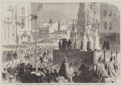 匈牙利国王加冕，国王在Pesth教堂前宣誓保持宪法 作者 Sir John Charles Robinson