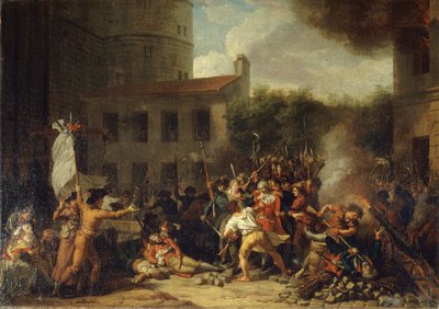 1789年7月14日巴士底狱的暴动，约1793年。 作者 Charles Thevenin