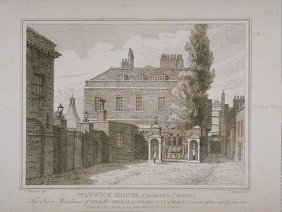Warwick House的视图，由Samuel Rawle（1771-1860）雕刻并由John Booth（1794-1855）1818年出版 作者 查尔斯·沃伦