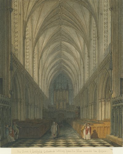 利奇菲尔德大教堂内部-合唱团：水彩画，nd [c 1813]（绘画） 作者 Charles Wild