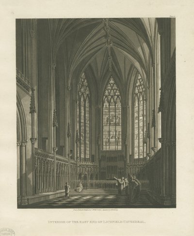 利奇菲尔德大教堂（Lichfield Cathedral）-礼拜堂（Lady Chapel）：浅绿色雕刻，nd [c 1813]（印刷） 作者 查尔斯怀尔德