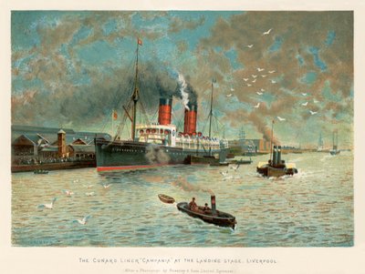 Cunard班轮&39;坎帕尼亚&39;在登陆阶段，利物浦 作者 查尔斯·威尔金森