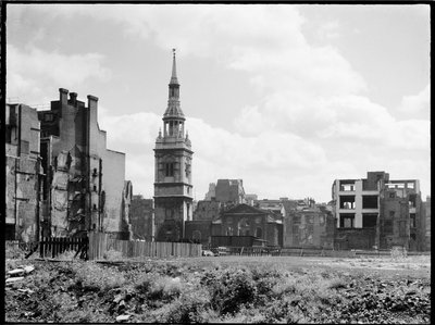 圣玛丽-勒-鲍教堂，Cheapside，伦敦市和郡，GLA，1941-1945。 作者 查尔斯·威廉·普里克特