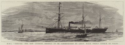 HMS Thrush，即将由威尔士王子乔治王子中尉委任的新炮舰 作者 查尔斯·威廉·威利