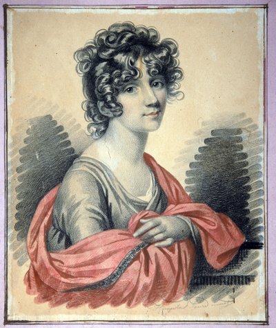 Portrait de la comtesse Varvara Ivanovna Golitsyna (?-1804), nee Shipova - Carl von Hampeln（1794-1880 年前）的作品，卡片上的炭笔、粉彩和红色粉笔（25x22 厘米），约 1820 年 - （Varvara Ivanovna Golitsyna 伯爵夫人肖像，生于希波娃，炭笔、 作者 查尔斯·德·哈姆佩尔恩