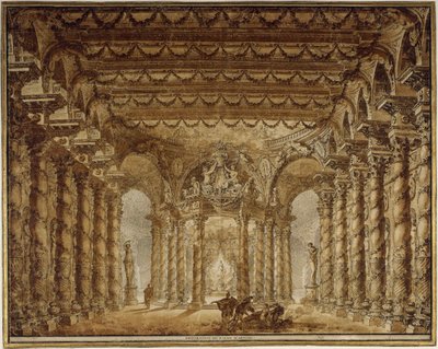 Jean-Baptiste Lully的歌剧Armide的舞台设计，1760年。 作者 查尔斯·德威利