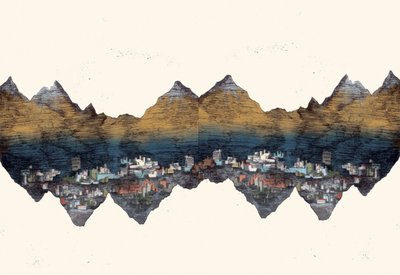 山峦回响, 2013 (干点蚀刻和数字) 作者 夏洛特奥尔