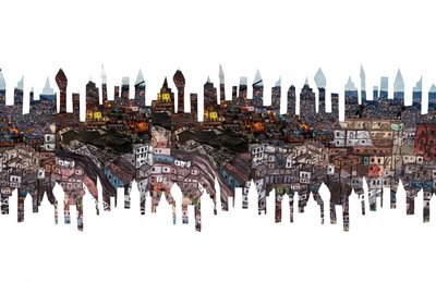 城市幻影，2011（拼贴画） 作者 夏洛特奥尔