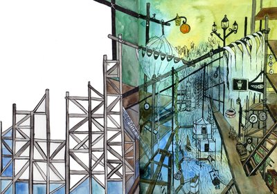 看不见的城市》，2011年（水彩和墨）。 作者 夏洛特奥尔