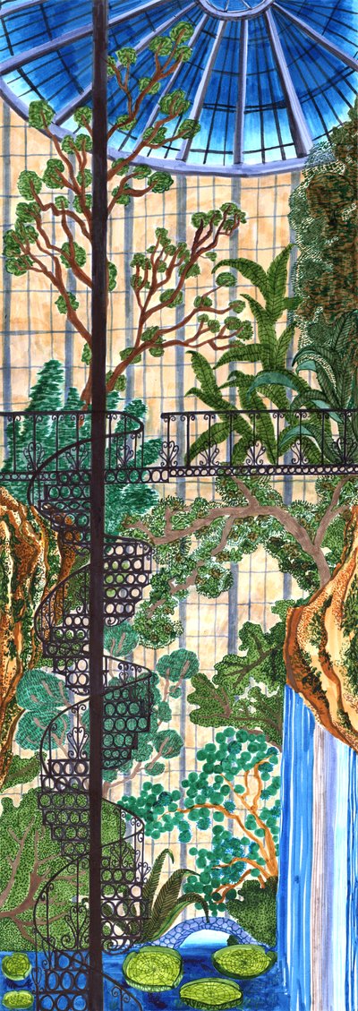 日本花园，2019年（毛笔）。 作者 夏洛特奥尔
