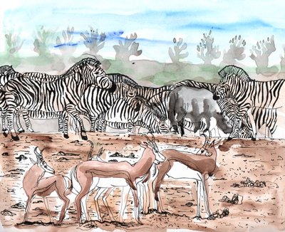 Safari 3, 2018（水墨和水彩画） 作者 夏洛特奥尔